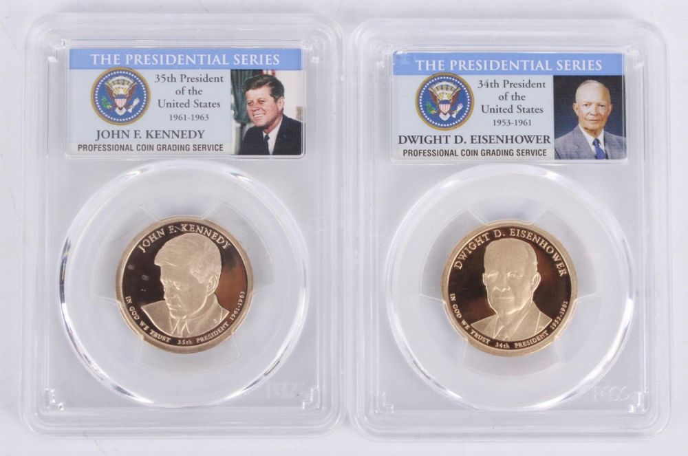 Lot 121209: EISENHOWER & KENNEDY PRESIDENTIAL DOLLARS - (2)