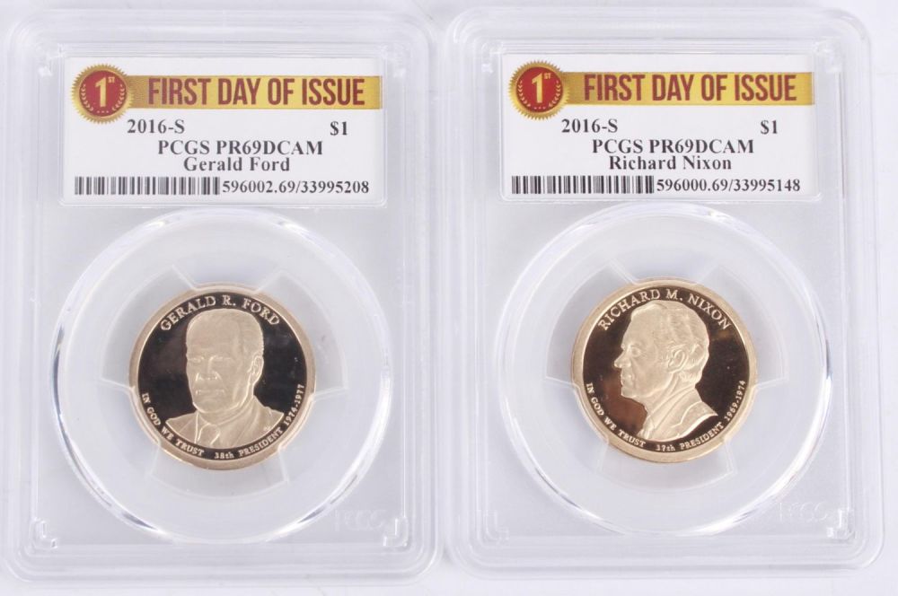 Lot 121211: NIXON & FORD PRESIDENTIAL DOLLARS 1ST ISSUE - (2)