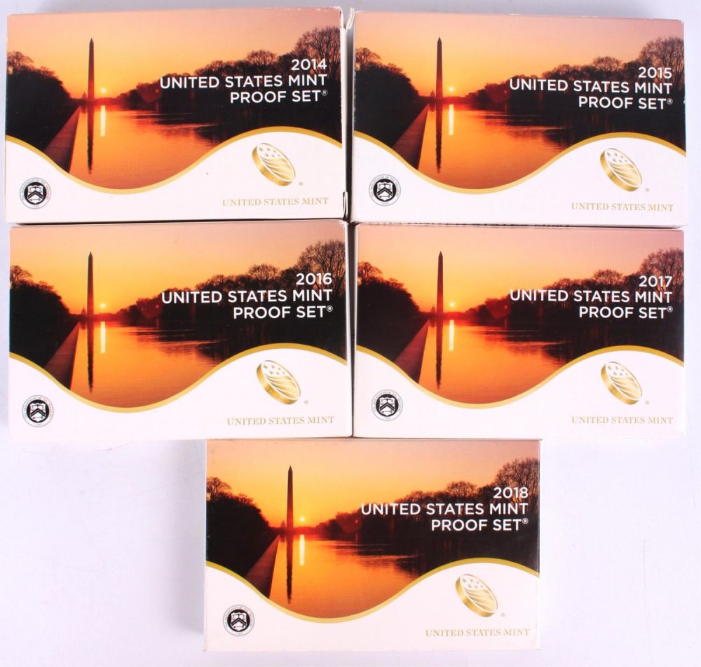 Lot 121245: UNITED STATES MINT PROOF SETS - LOT OF 5