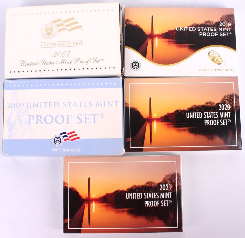 Lot 121247: MINT PROOF SETS 2021 2020 2019 2009 2007 - 5