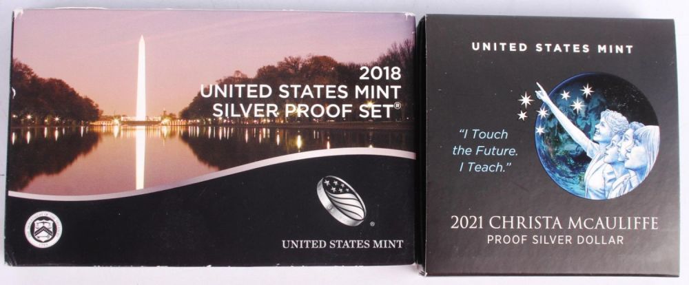 Lot 121250: 2018 SILVER PROOF SET & 2021 SILVER DOLLAR - 2