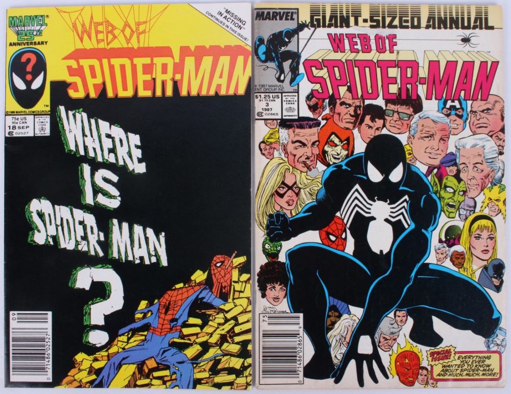 Lot 121255: WEB OF SPIDERMAN #18 & ANNUAL #3 - EDDIE BROCK CAM