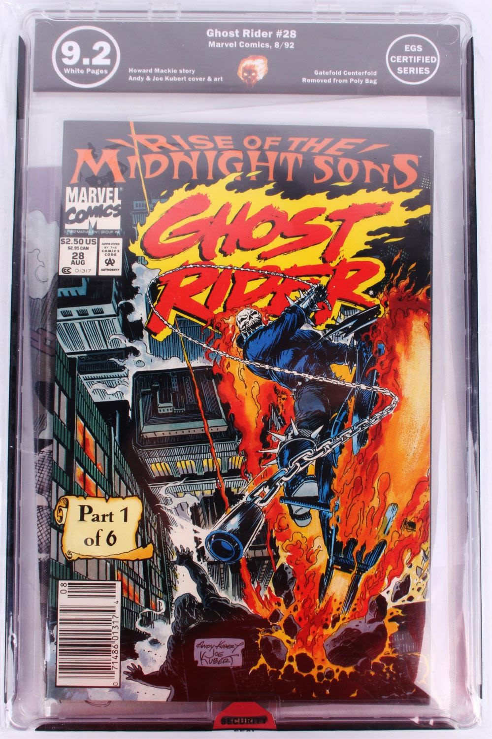 Lot 121264: GHOST RIDER #28 GRADE 9.2 BY EGS MARVEL 8/1992
