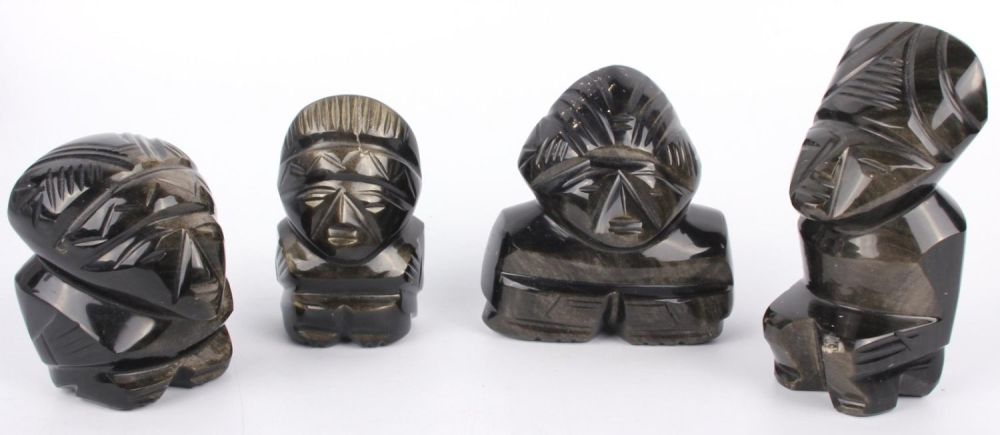 Lot 121298: OBSIDIAN INCAN CARVED IDOLS - LOT OF 4