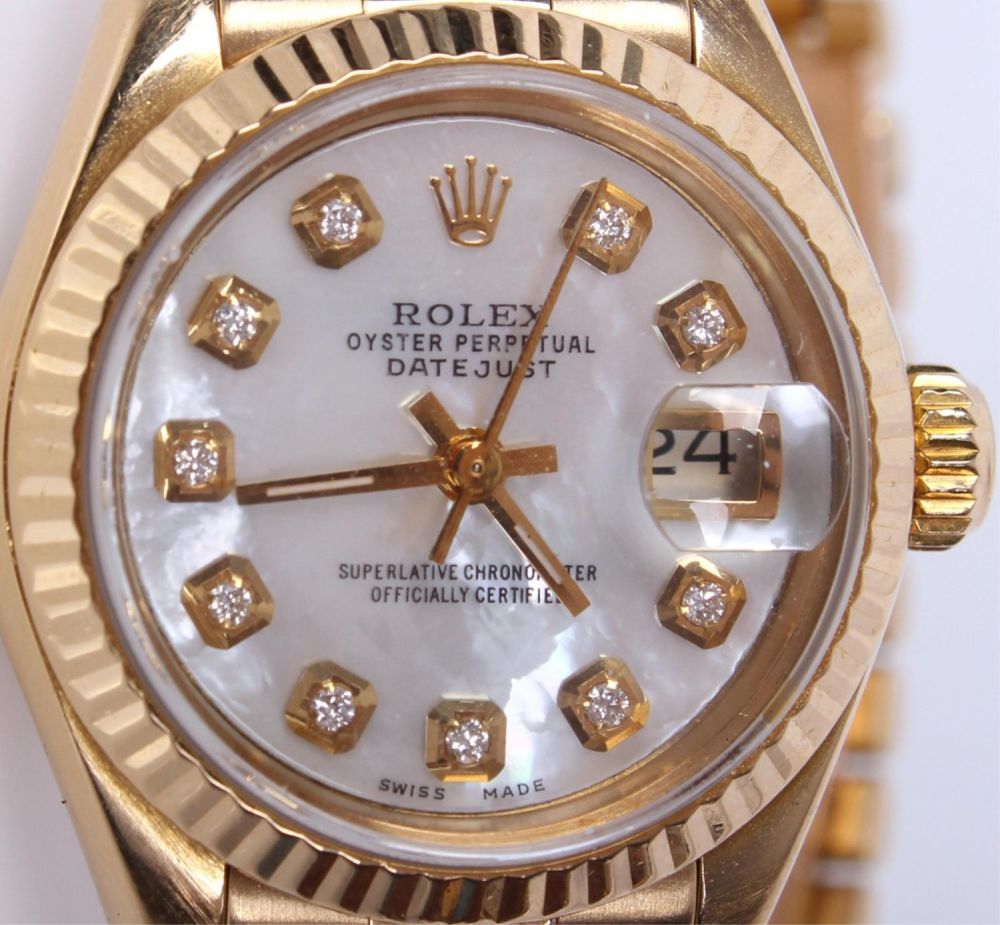 Lot 121305: LADIES 18K YELLOW GOLD ROLEX PRESIDENT WRISTWATCH
