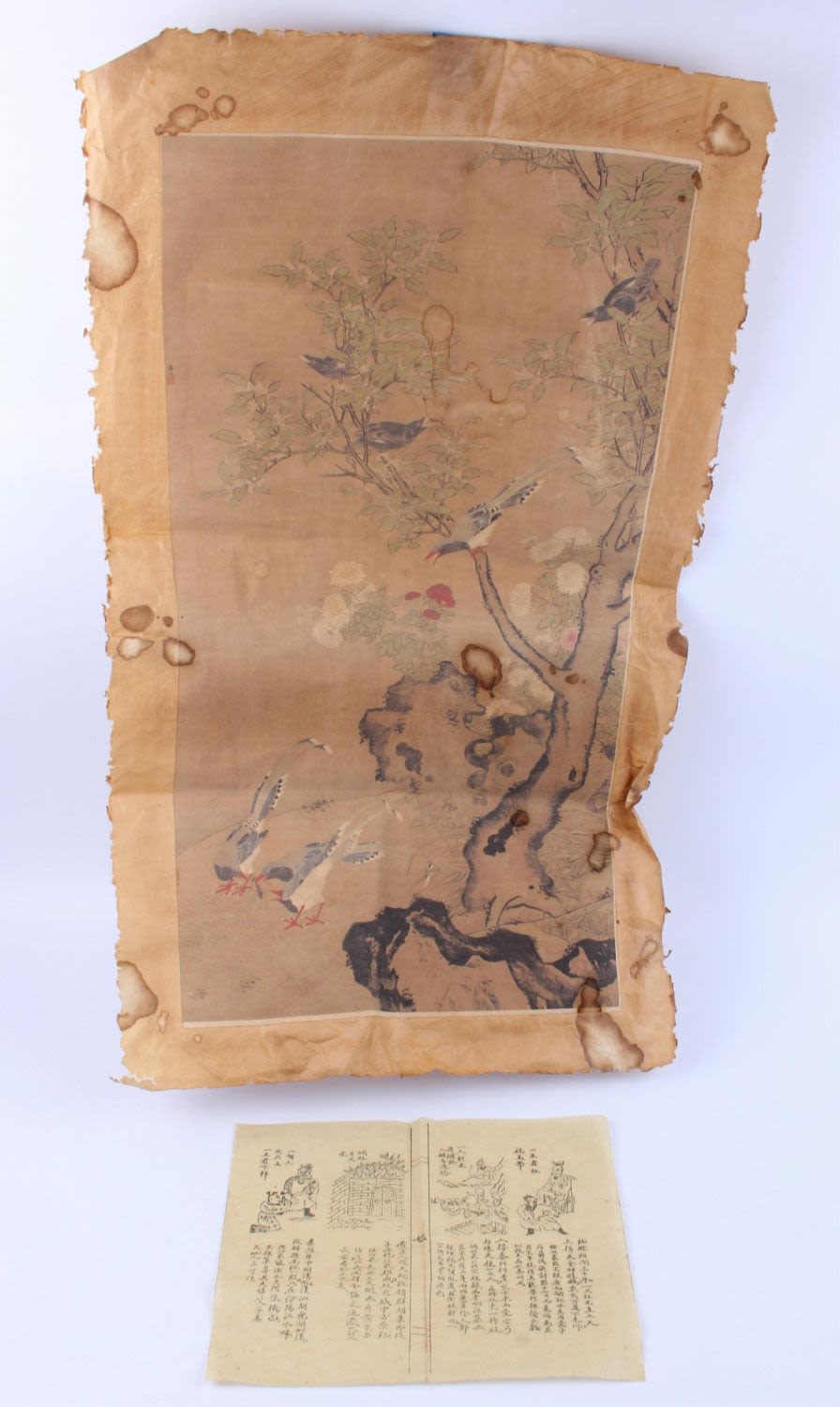 Lot 121317: CHINESE ANTIQUE PAPER PAINTING & LETTERING - (2)