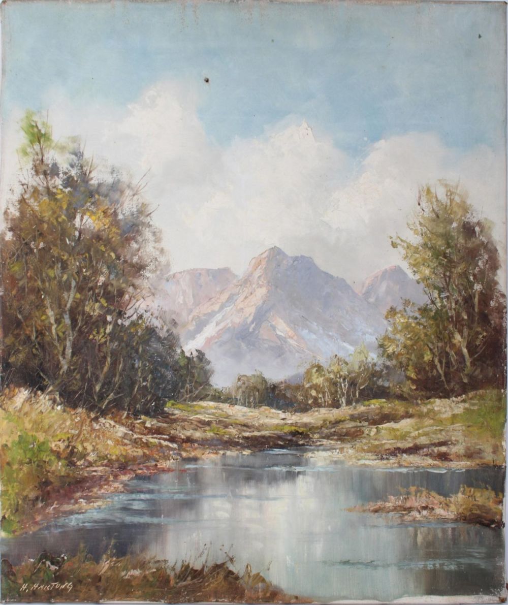 Lot 121334: H. HARTUNG OIL ON CANVAS ORIGINAL SIGNED PAINTING