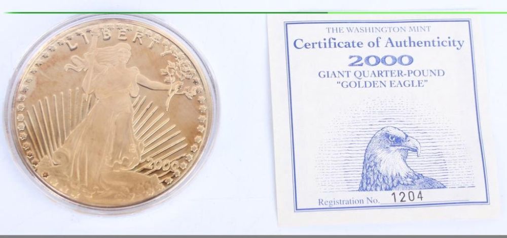 Lot 124168: 2000 GIANT QUARTER-POUND GOLDEN EAGLE SILVER PROOF