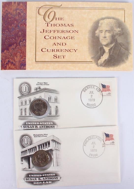 Lot 124185: JEFFERSON COINAGE SET & S. ANTHONY DOLLAR COINS