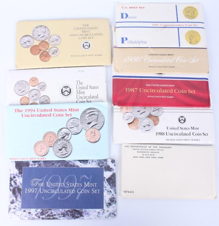 Lot 124192: UNITED STATES UNCIRCULATED COIN SETS - LOT OF 9