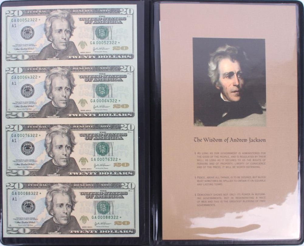 Lot 124196: WORLD MONETARY EXCHANGE UNCUT $20 STAR NOTE SHEET