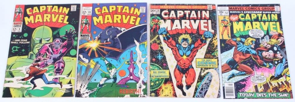 Lot 124222: CAPTAIN MARVEL #8, 11, 29, & 57 1ST CYBEREX