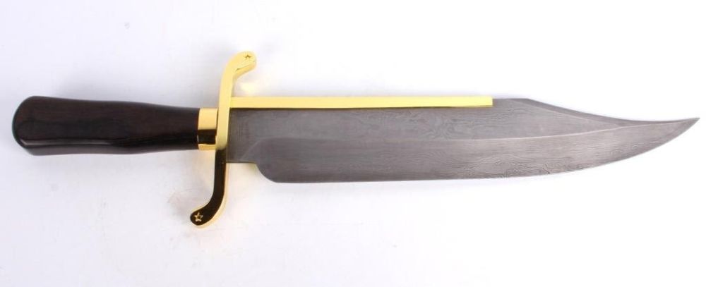 Lot 124257: GIL HIBBEN DAMASCUS OLD WEST BOWIE KNIFE IN BOX