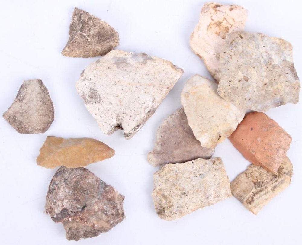 Lot 124269: NATIVE AMERICAN PARTIAL PALEO TOOL POTSHARDS  (12)