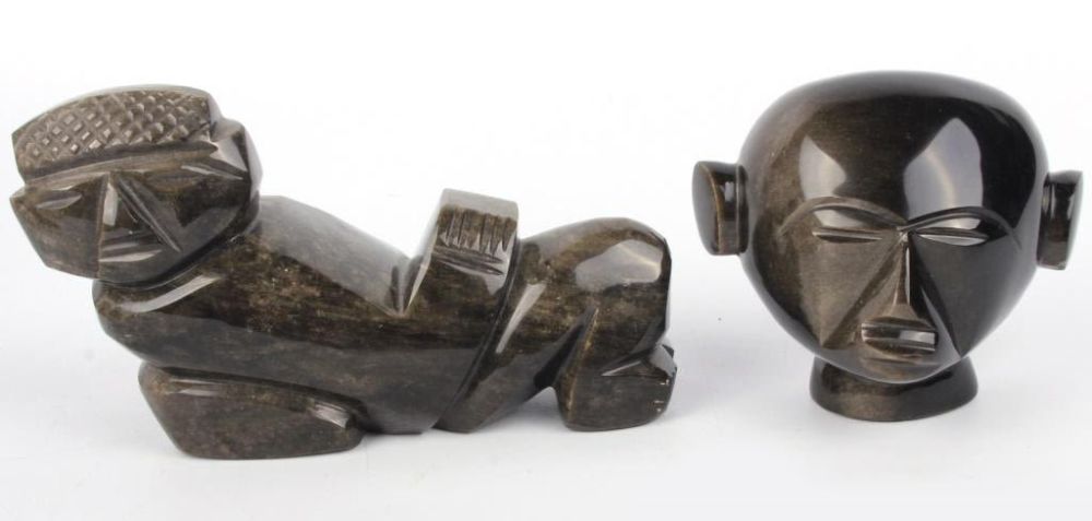 Lot 124271: OBSIDIAN INCAN CARVED IDOLS - LOT OF 2