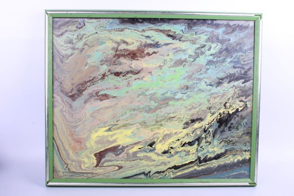 Lot 124356: TOURTET C. ABSTRACT MARBLE ACRYLIC PAINTINGS - (2)