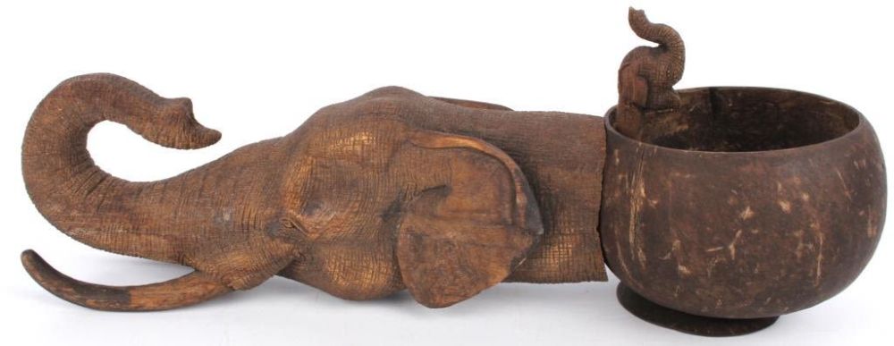 Lot 124379: ELEPHANT FORM RITUAL HANDCARVED CUP