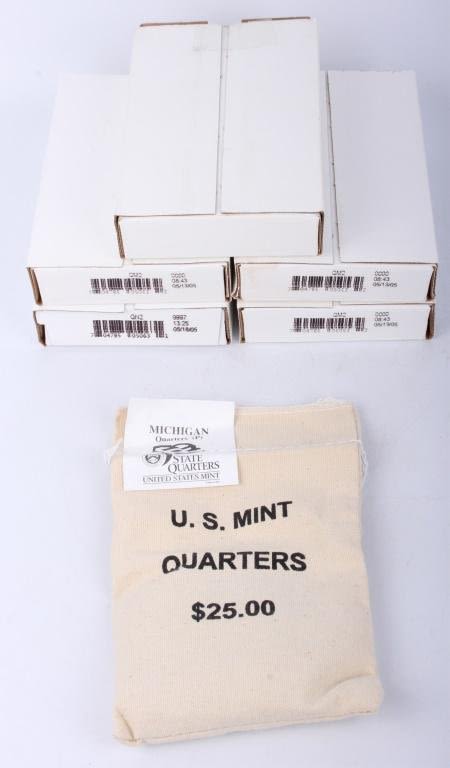 Lot 125230: $125 FACE 50 STATE MICHIGAN MINT STATE QUARTERS