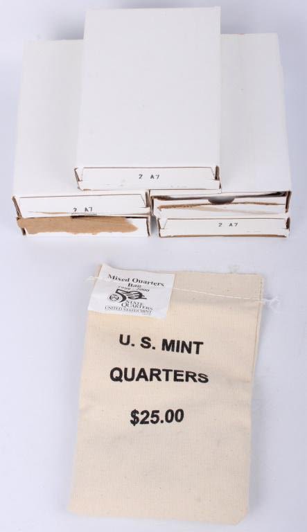 Lot 125231: 50 STATE US UNCIRCULATED MIXED $25 BAG QUARTERS