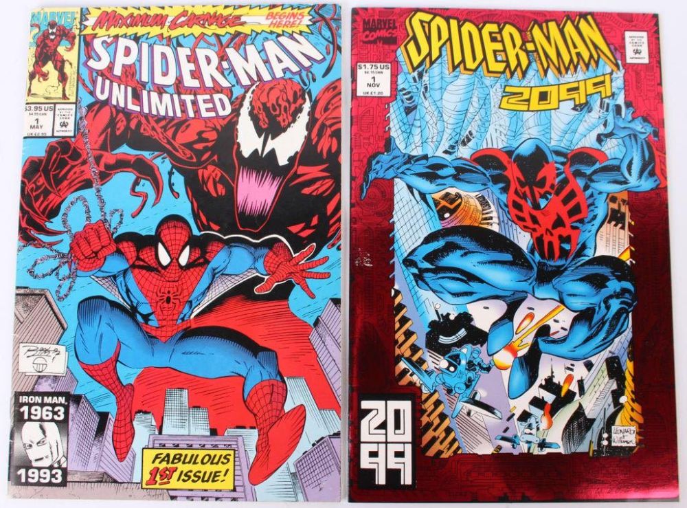 Lot 125256: SPIDER-MAN 2099 #1 & SPIDER-MAN UNLIMITED #1