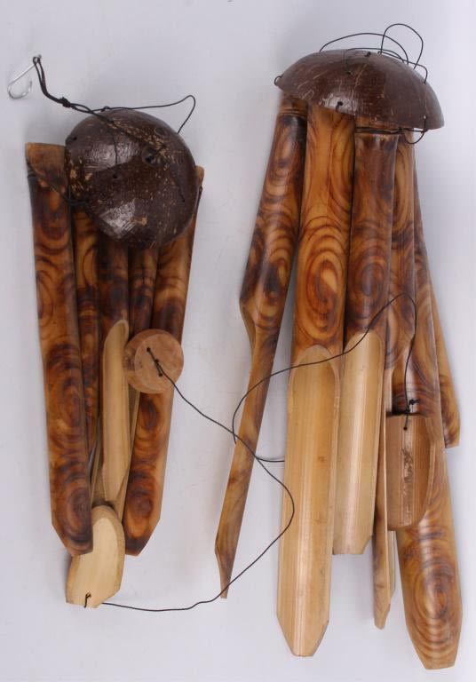 Lot 125269: HAND CRAFTED BAMBOO & COCONUT WIND CHIMES - (2)