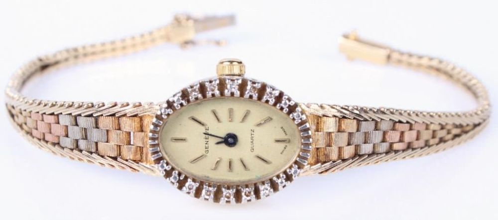 Lot 125301: 14K YELLOW GOLD GENEVE DIAMOND LADIES WRISTWATCH