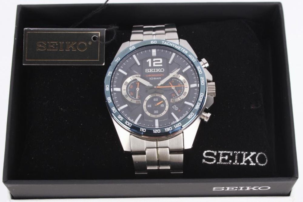 Lot 125318: SEIKO QUARTZ SSB345 BLUE DIAL MEN'S WRISTWATCH