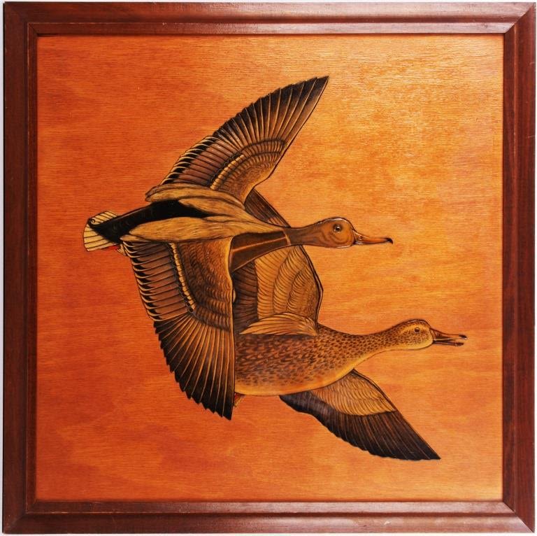 Lot 125331: WHITEHALL METAL STUDIOS FRAMED DUCKS