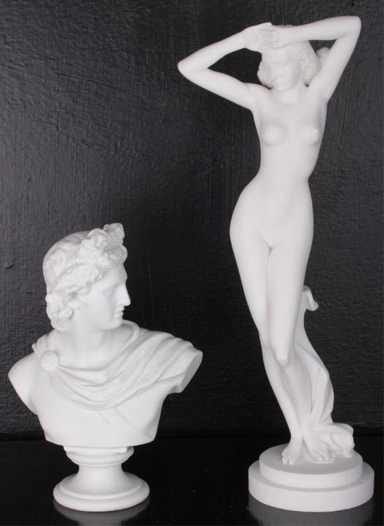 Lot 125344: ALABASTER CARVED SCULPTURES - LOT OF TWO