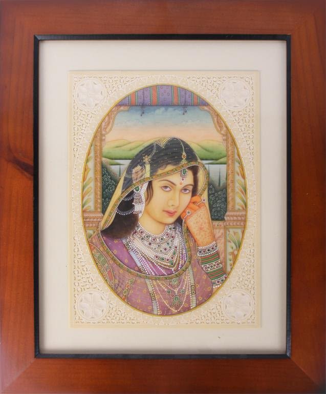 Lot 125348: INDIAN MINIATURE RAJASTHANI PRINCESS PAINTING