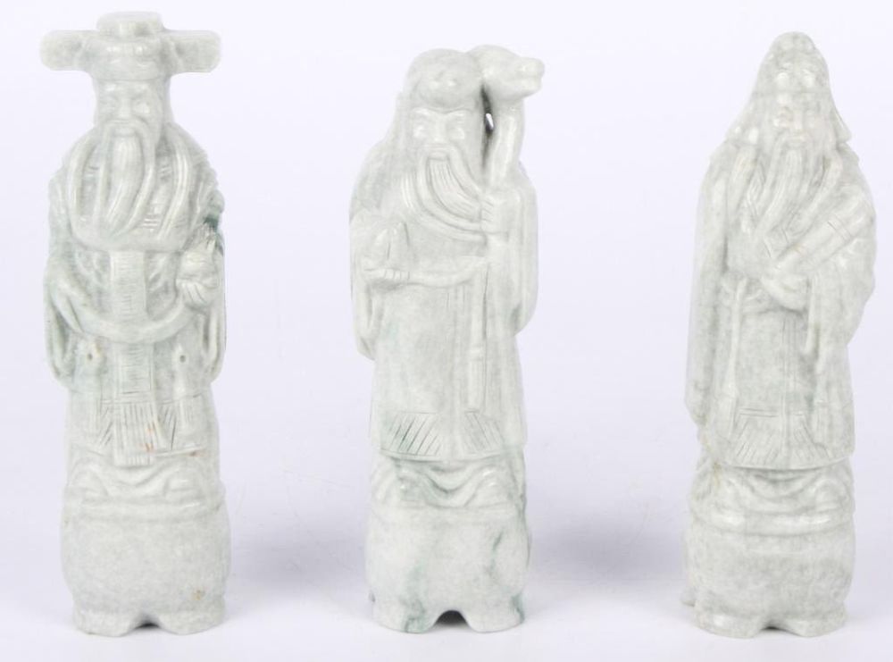 Lot 125351: CHINESE JADE "THREE SOVEREIGNS" DEITIES - LOT OF 3