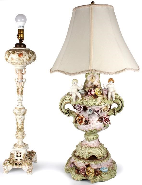 Lot 128173: ITALIAN PORCELAIN CAPODIMONTE TABLE LAMPS - (2)