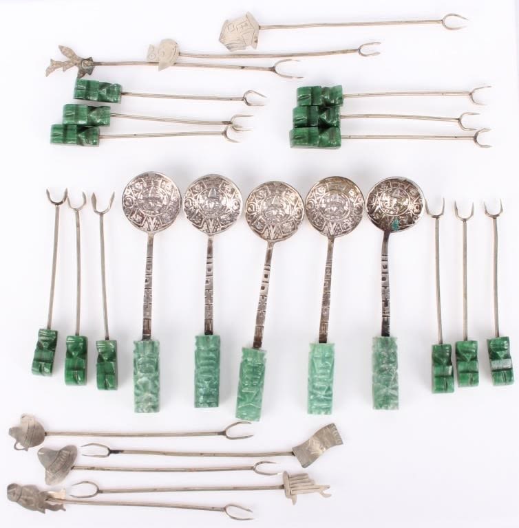 Lot 128188: TAXCO MEXICAN STERLING PICKS & SPOON SET - (25)