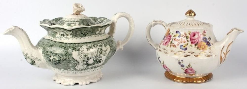Lot 129178: ANTIQUE FRUIT&FESTOON & ELLGREAVE ENGLAND TEAPOTS