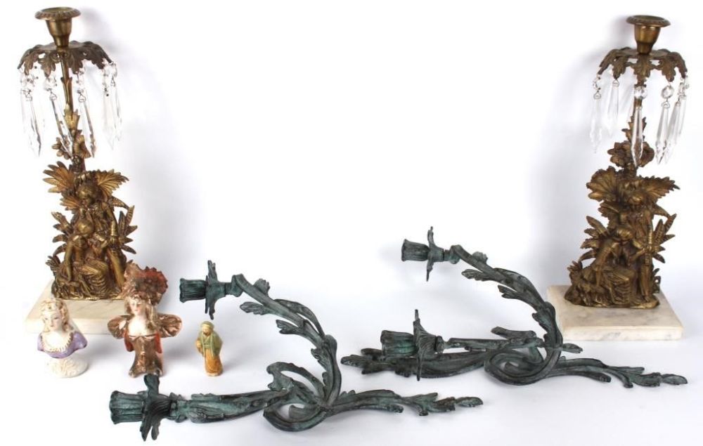 Lot 129194: IRON WALL MOUNT & STICK CRYSTAL CANDLE HOLDERS - 4