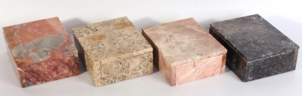 Lot 130201: MARBLE STONE BOXES PINK, BLACK & BEIGE - LOT OF 4