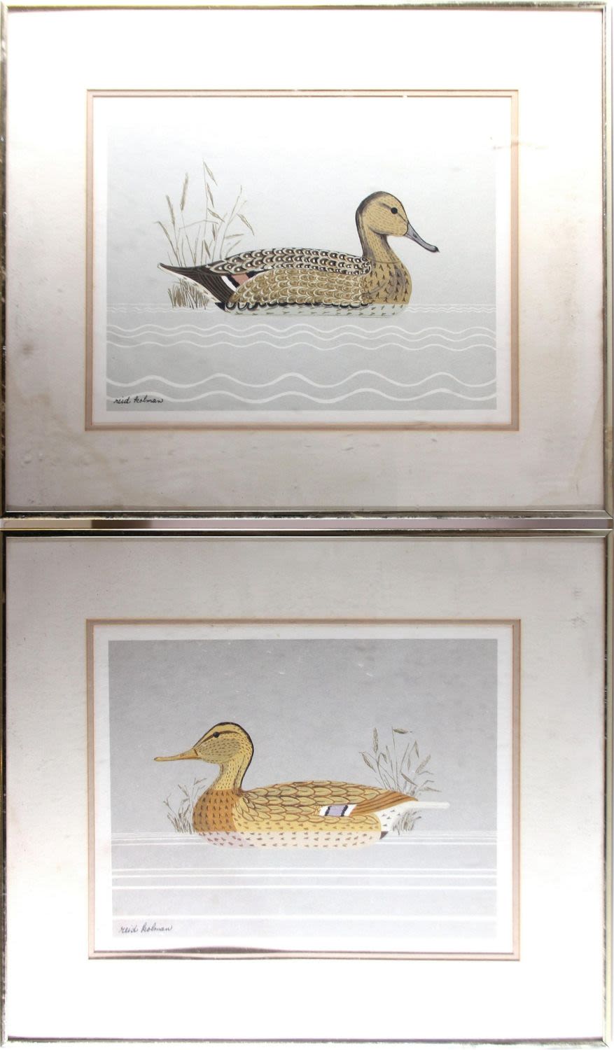 Lot 131176: REID KOLMAN COLOR PRINTS, DUCKS IN WATER -LOT OF 2