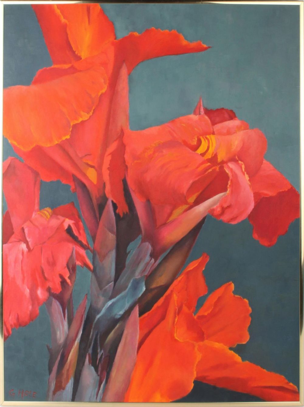 Lot 133172: OIL PAINTING OF CANNA LILY FLOWERS BY G. HALE