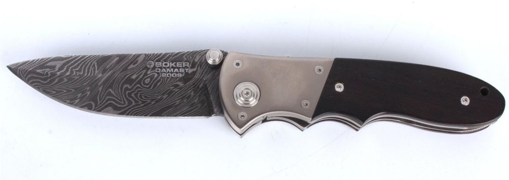 Lot 133204: 2009 BOKER ANNUAL DAMASCUS TITANIUM FOLDING KNIFE