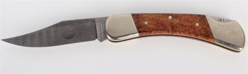 Lot 133207: 1991 BOKER ANNUAL DAMASCUS FOLDING KNIFE