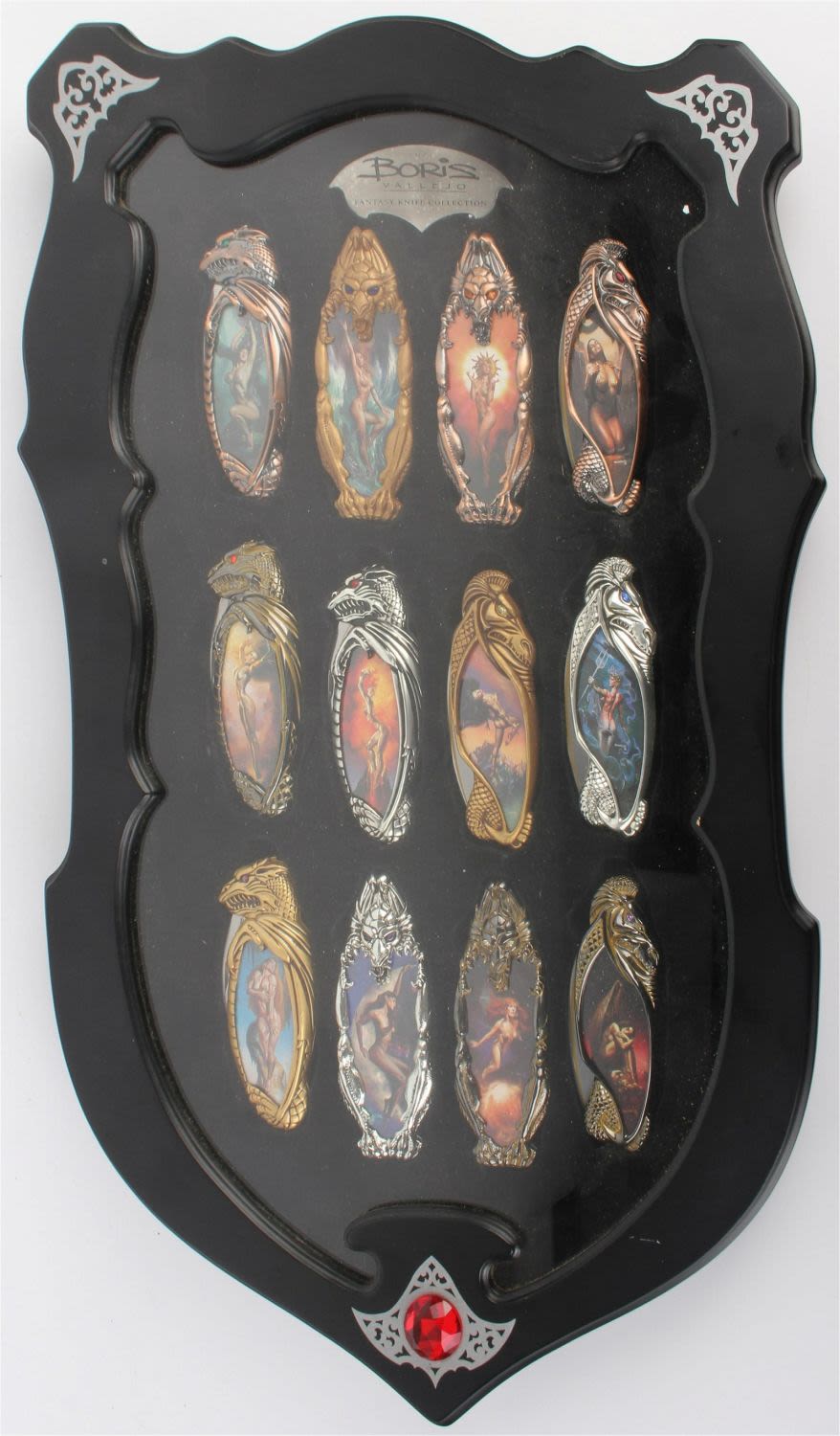 Lot 133209: BORIS VALLEJO FANTASY KNIFE COLLECTION W/ DISPLAY