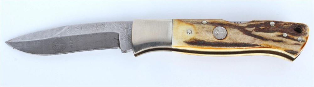 Lot 134195: 1992 BOKER ANNUAL DAMASCUS FOLDING KNIFE