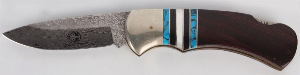 Lot 134196: 1993 BOKER ANNUAL DAMASCUS FOLDING KNIFE