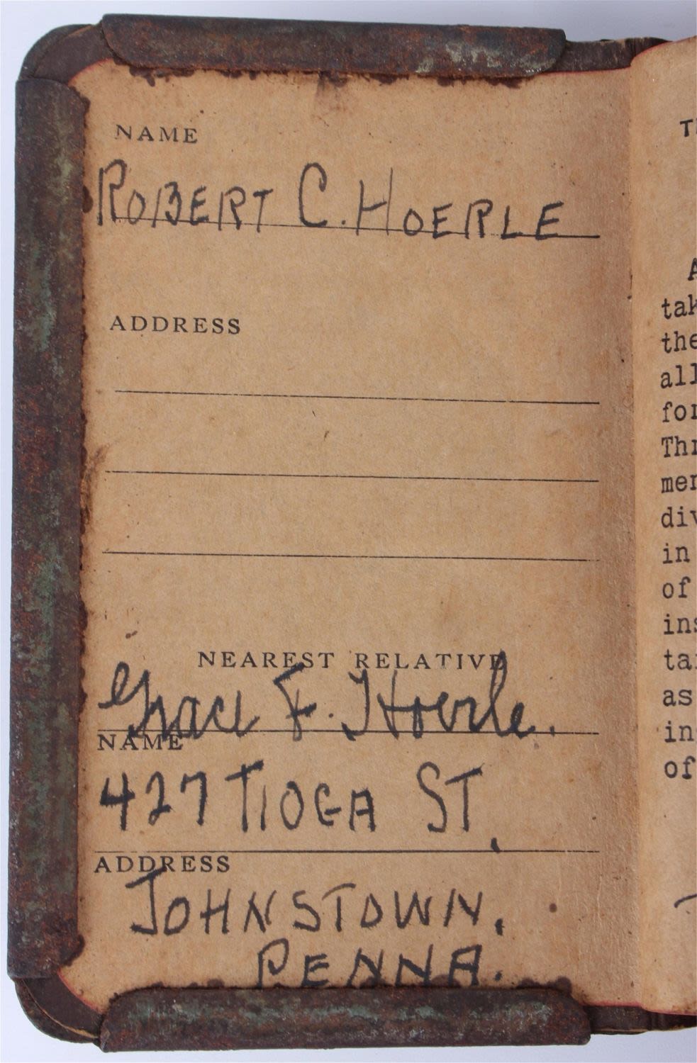 Lot 134209: FDR POCKET BIBLE NEW TESTAMENT FOR WWII SOLDIERS