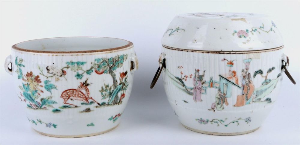 Lot 135163: CHINESE PORCELAIN HAND PAINTED POTS WAX SEAL
