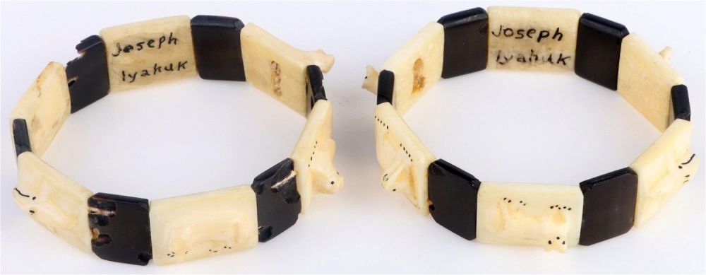 Lot 135170: INUIT ALASKAN WALRUS TUSK FIGURAL BRACELETS