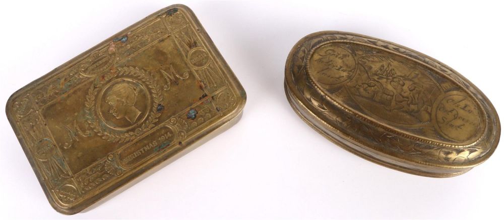Lot 136152: ANTIQUE WWI & OLD DUTCH BRASS TOBACCO BOXES