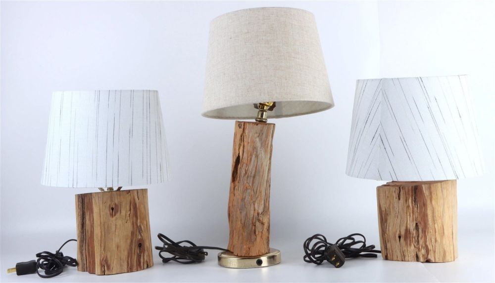 Lot 136153: HANDCRAFTED WOODEN CYPRESS LAMPS LOCALLY MADE