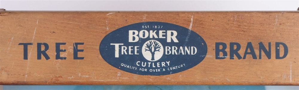 Lot 136168: VINTAGE BOKER TREE BRAND WOODEN DISPLAY CASE