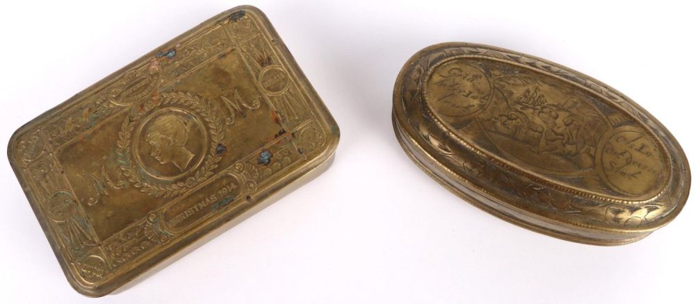 Lot 138153: ANTIQUE WWI & OLD DUTCH BRASS TOBACCO BOXES